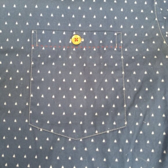 Ted Baker London Men's Mini Boat Embroidered Shirt Size 4 Navy Blue Short Sleeve - Picture 8 of 9